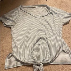 blue and white stripped shirt